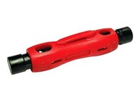 Side view of Platinum Tools red double ended coax stripper