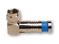 Side view of Platinum Tools nickel plated F RG6Q RA Compression Connector