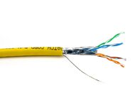 Picture of Mini Cat 6A Bulk Cable - Stranded, Yellow, Riser (CMR), Shielded (F/UTP) - 1000 FT