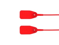 Picture of 12 1/2 Inch Blank Standard Red Pull Tight Plastic Seal with Steel Locking Piece - 100 Pack
