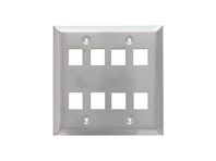 Picture of 8 Port Stainless Steel Keystone Faceplate - Dual Gang