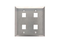 Picture of 4 Port Stainless Steel Keystone Faceplate - Dual Gang